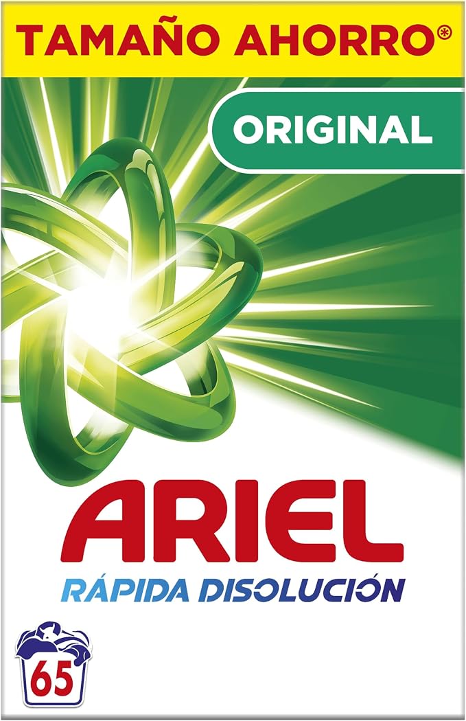 Ariel Detergente en Polvo 4.225 kg para 65 Lavados con Tecnología Antirresiduos