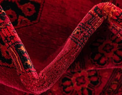 Miniatura 7 de Unique Loom Tekke Collection - Alfombra tradicional saturada tradicional sobre teñida, 8 pies 0 pulgadas x 11 pies 0 pulgadas, rojonegro