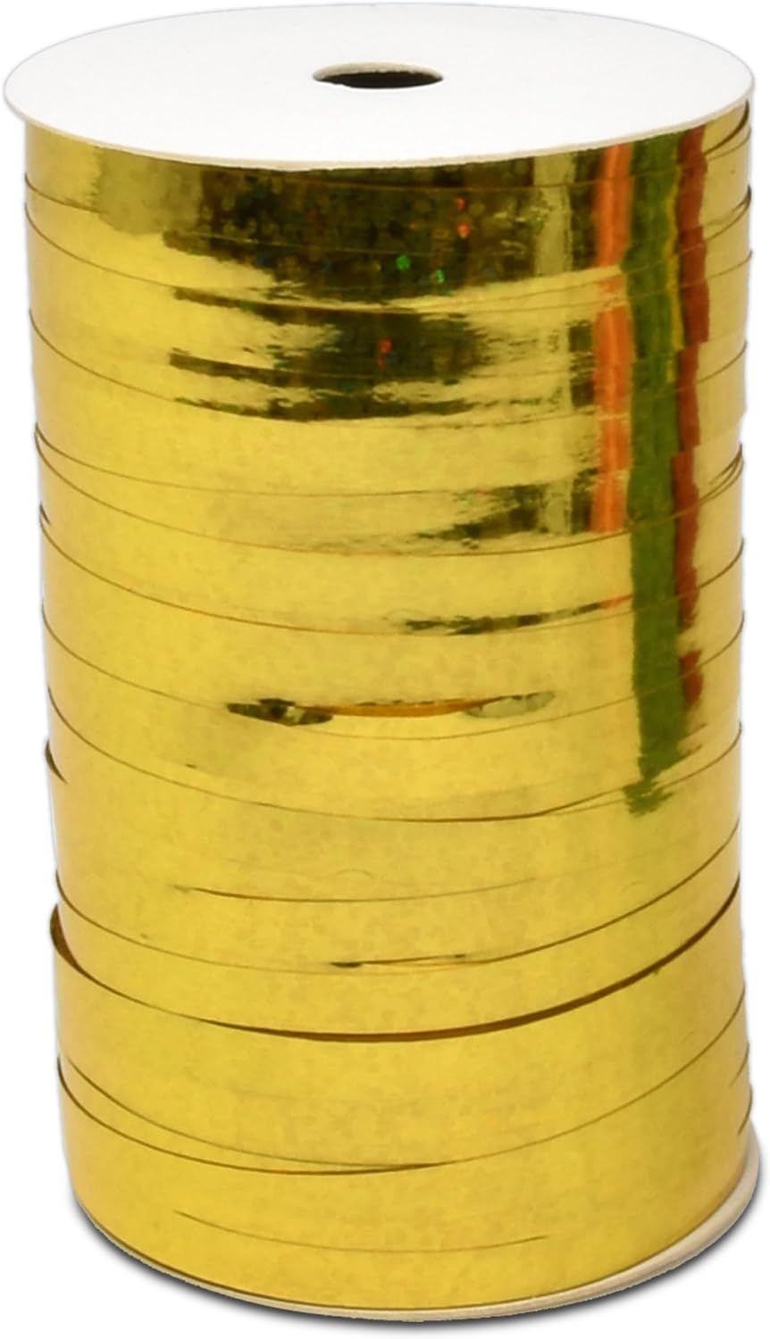 Gift Boutique - Christmas Holographic Curling Ribbon Pack of 3 Spool Rolls 150 Yard Per Roll Metallic Shiny Red Green Gold Curly Balloon String Crimped Ribbons Gift Wrapping Florist Party Decor
