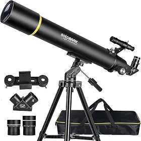Telescópios para adultos astronomia, abertura de 80 mm, 900 mm, telescópio refrator profissional para crianças e iniciantes, telescópio de viagem compacto e portátil com bolsa de transporte