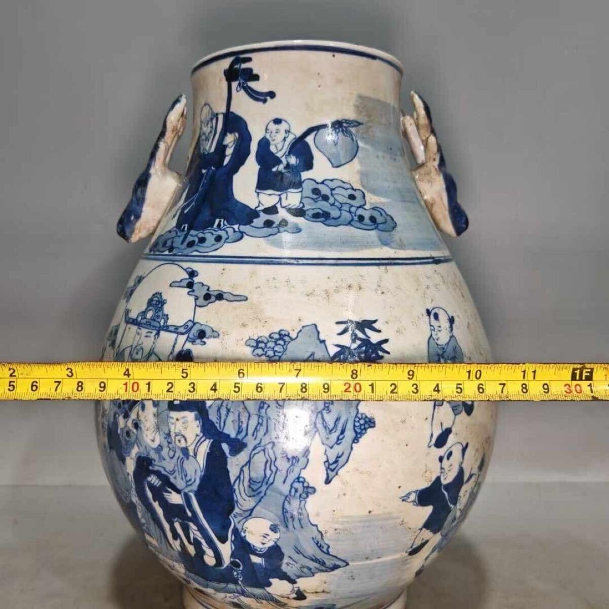 Amazon.co.jp: 時代物 青花瓷 雙耳青花福瓶 大清国雍正年務府唐