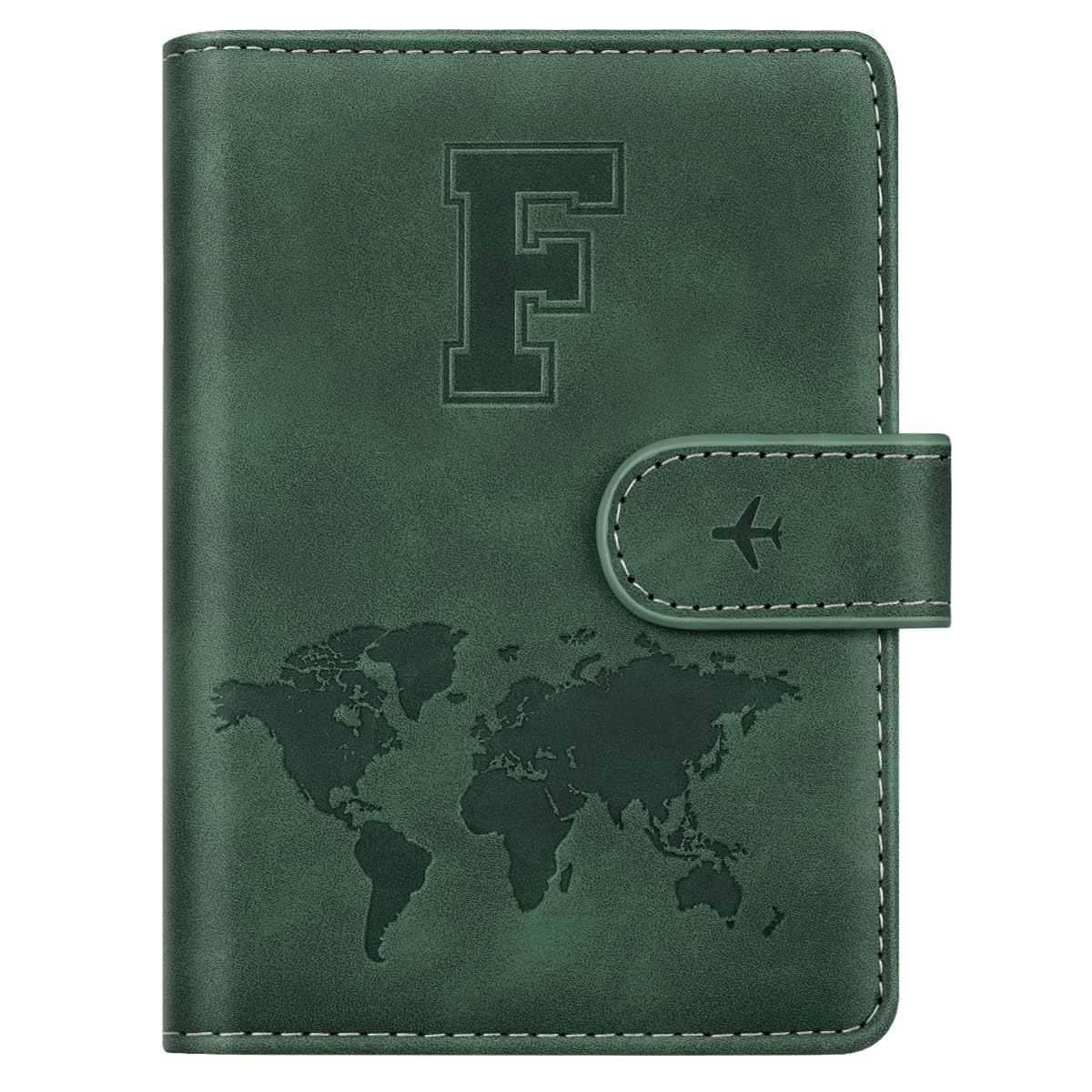 Personalized F Passport Holder Cover Initial Letter Travel Wallet RFID Blocking Passport Cover Credit Card Holder Case Passport Book Holders for Women and Men, Pine Green-F-image-47