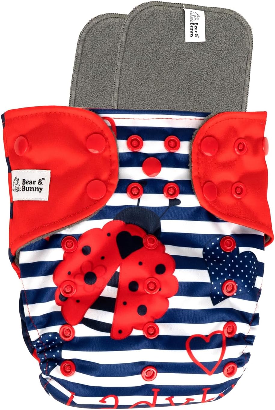 Bear & Bunny cloth diapers for babies 0-3 years, Free Size washable 1 reusable cloth diaper 1 insert pad combo Adjustable Button Strap, Cotton & Terry Fabric for new born baby diapers