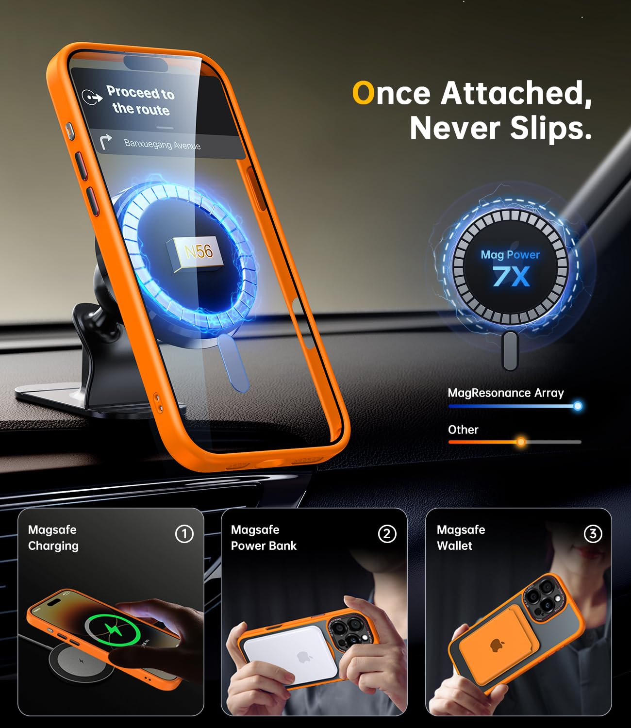 JUESHITUO Cover per iPhone 16 Pro Max per Magsafe [Protezione Militare] [Protezione Della Telecamera] Custodia Resistente Agli Urti e Alle Impronte Digitali Cover per iPhone 16 Pro Max Arancione