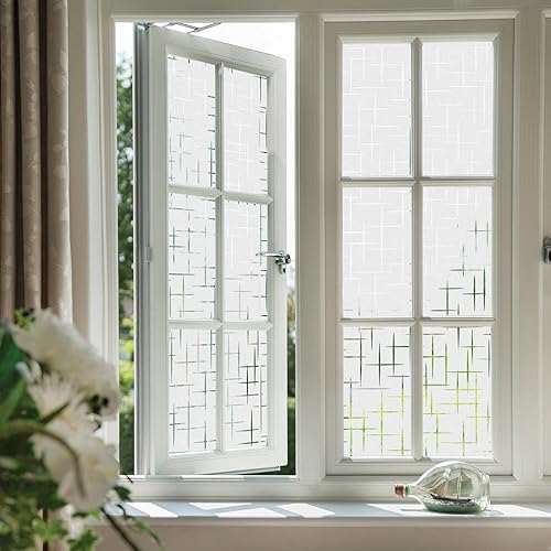 Miniatura 5 de NINETREX Película de privacidad esmerilada para ventana, película de privacidad para ventana, vidrio decorativo, adherencia estática, vinilo no