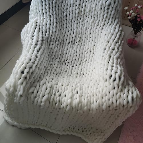 Miniatura 4 de Manta de punto grueso, para todas las estaciones, tejida a mano, suave y esponjosa, trenzada para sofá, cama, decoración del hogar (50 x 60