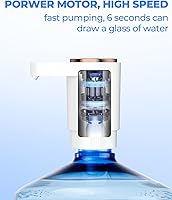 Vista 5 de Bomba de botella de agua, dispensador de agua eléctrico portátil para botellas de 5 galones, carga USB, interruptor automático, batería recargable