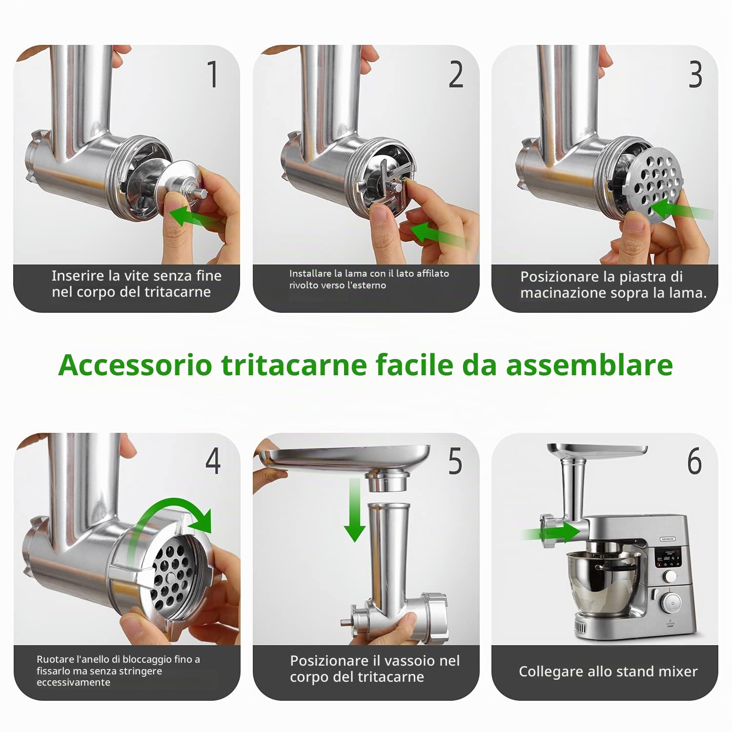 Gdrtwwh Accessorio Tritacarne per Kenwood Impastatrice Planetaria con Adattatore