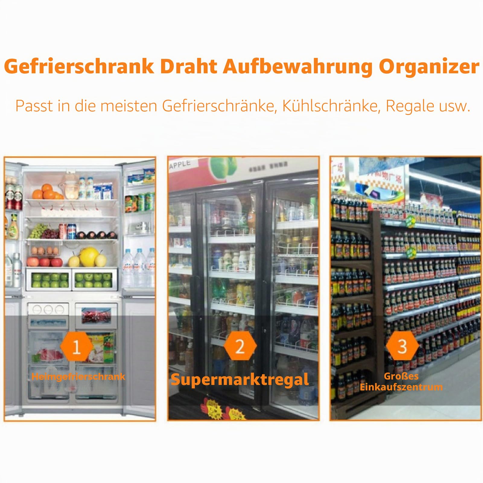 Fdit 2 Große, Rostfreie Gefrierschrank-Draht-Aufbewahrungskörbe für die Speisekammer und den Heimgebrauch Im Kühlschrank (L 39 cm x B 20 cm x H 20 cm)
