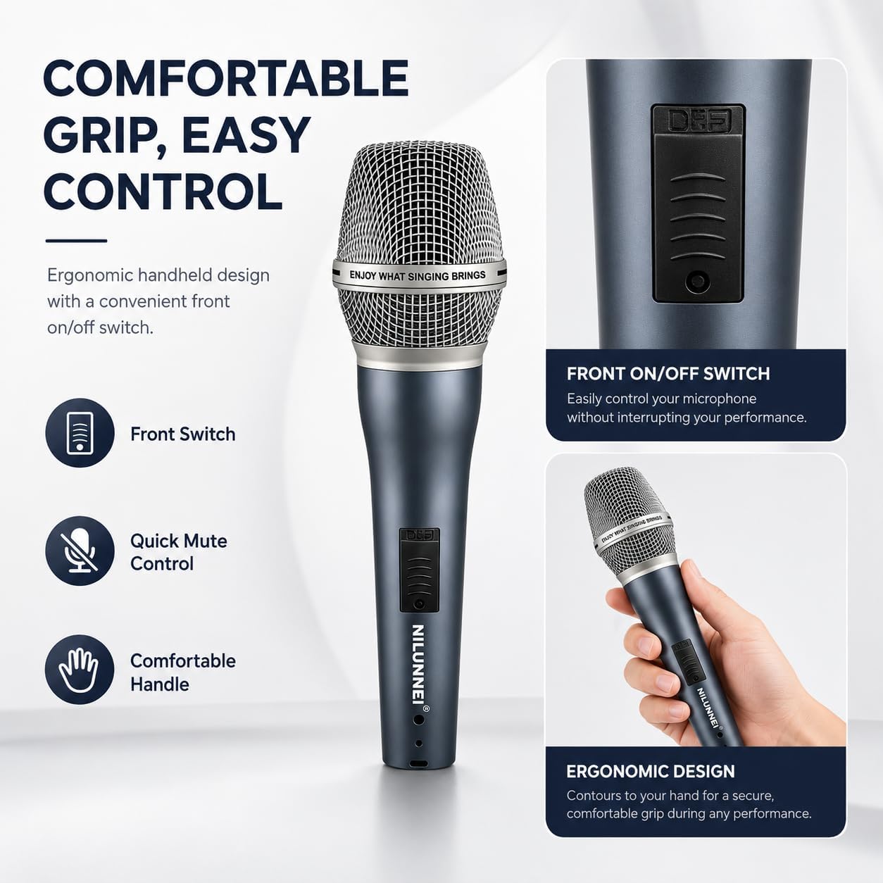 Handheld Wired Microphone - heart-shaped Dynamic Microphone, For speakers, karaoke machines, amplifiers, mixers, with 14 foot XLR to 1/4 inch audio cable, desktop tripod,extension pole,Mic storage bag