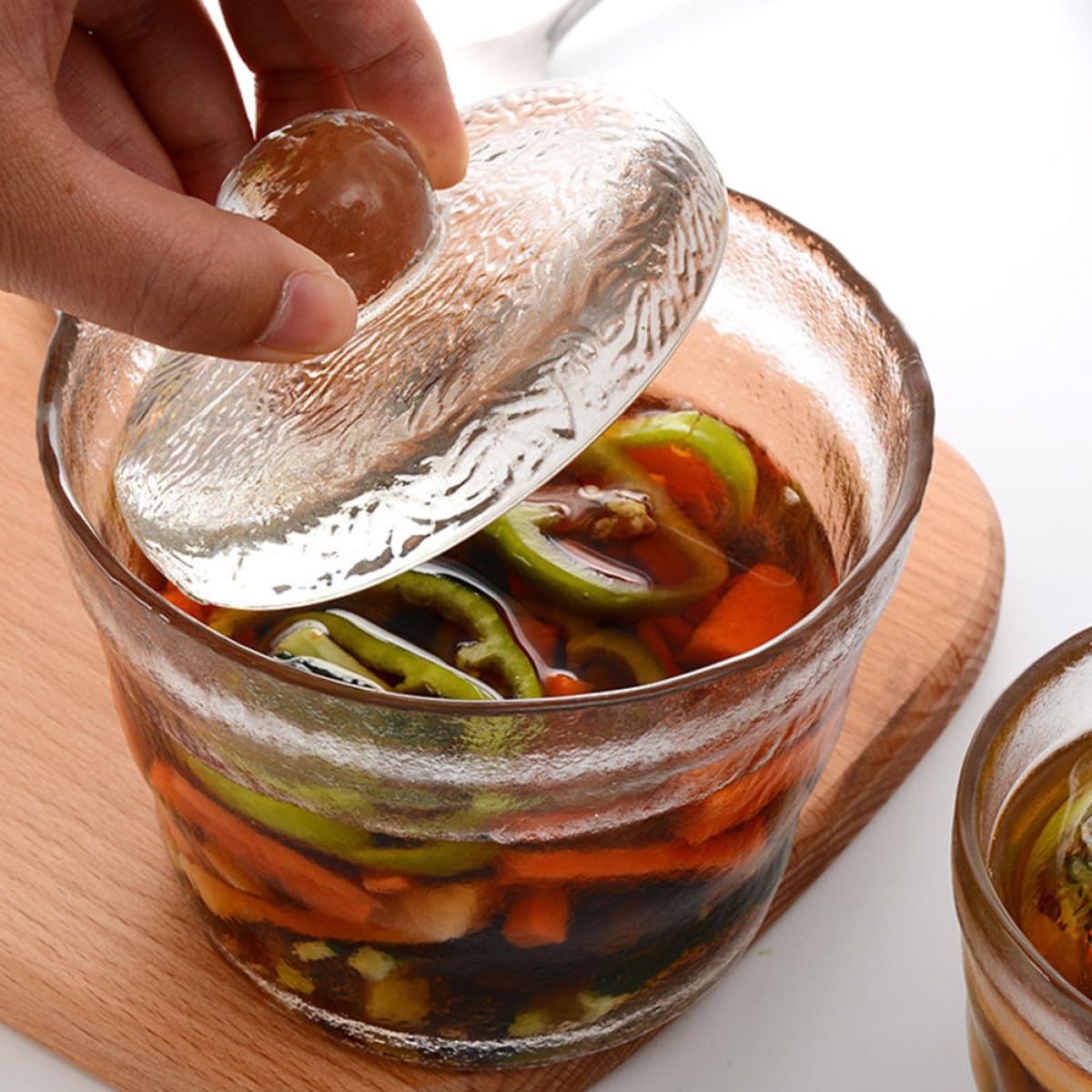 OSALADI Barattolo per Fermentazione degli Alimenti in Vetro da 650ml, Contenitore Trasparente Ermetico per Sottaceti e Kimchi, Design a Apertura Ampia per Uso Domestico e Ristoranti