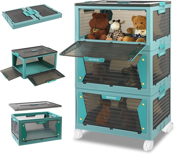 Rainberg Large Storage Boxes with Lids, Strong & Sturdy Plastic Storage