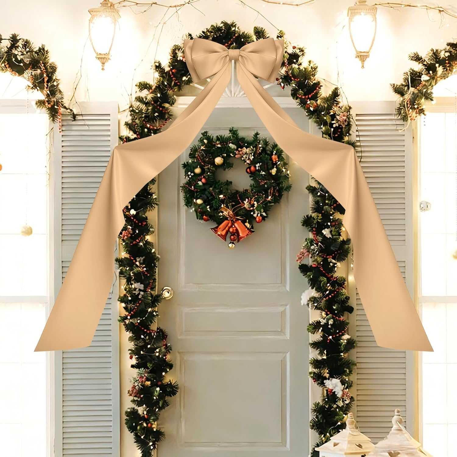 Large Satin Bow Decoration Giant Wall Bows for Backdrop Big Bows Themed Room Decorative Decor Wedding Baby Shower Bridal Champagne - Image 8