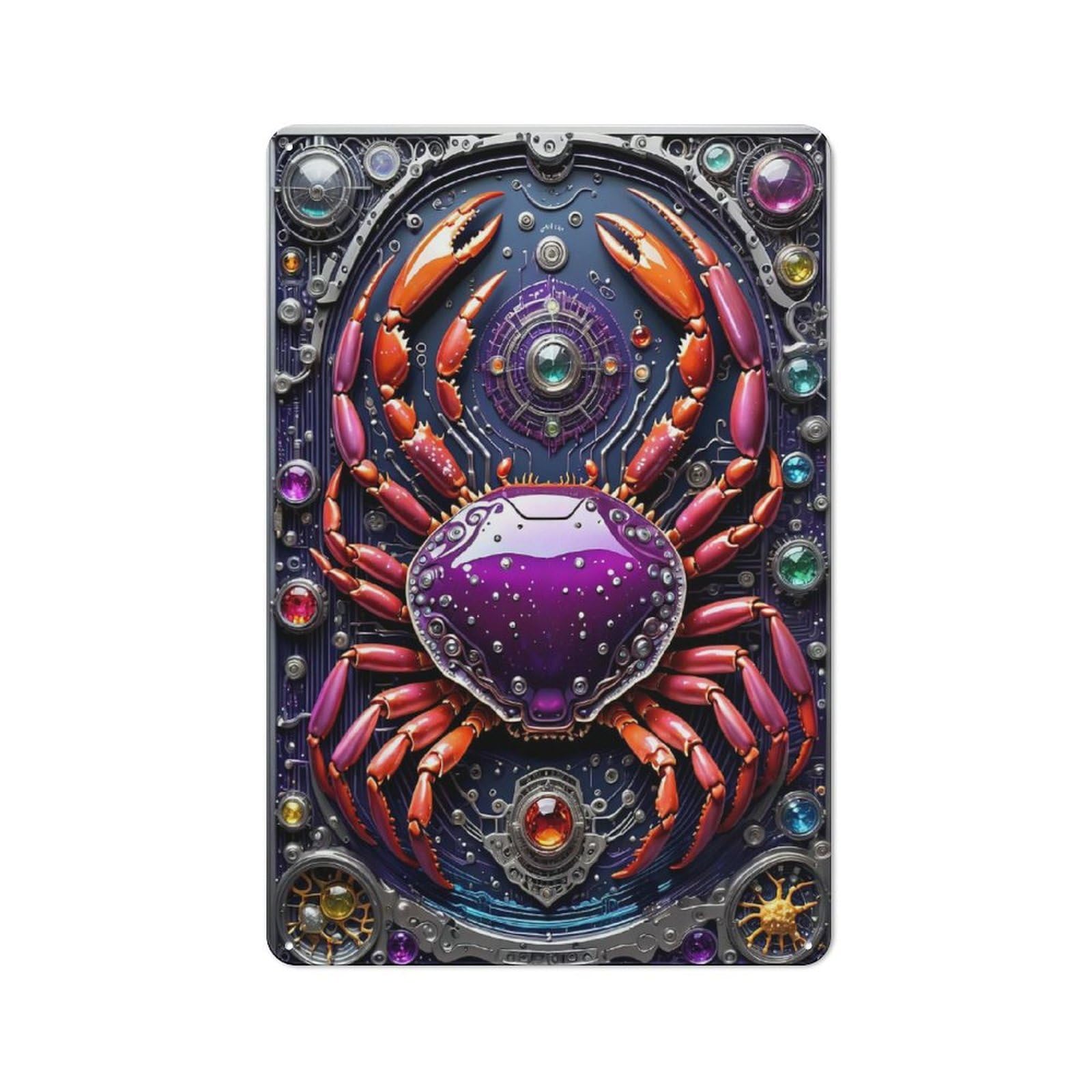 Junmoney Style-1 Retro Steampunk Crab Chronicles Metal Gift Sign 30X20cm, Home Wall Decor For Flat, Dorm Room, Lounge Or Cafe