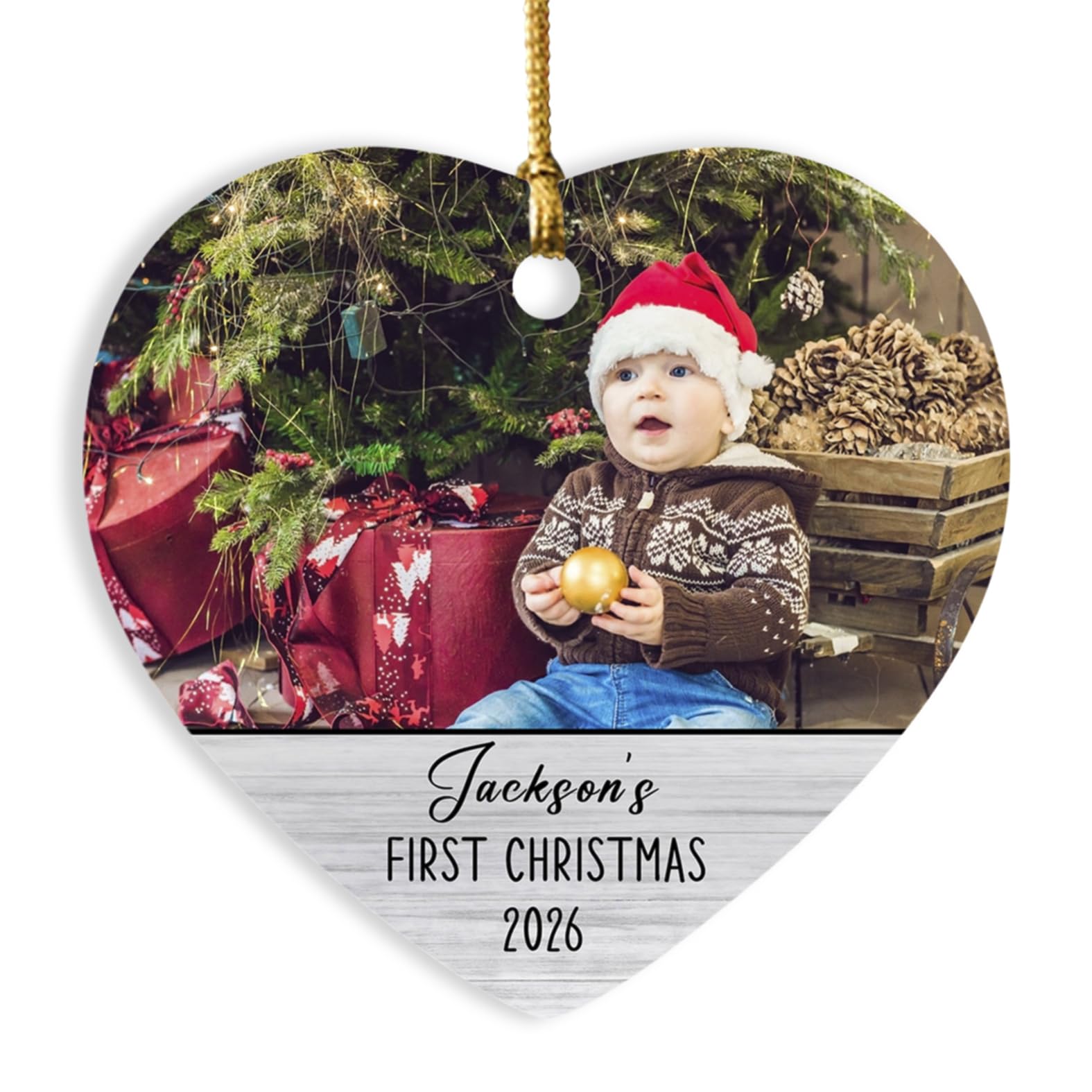 Adorno De Reno De Primera Navidad Como Abuelos, Adorno De Cerámica