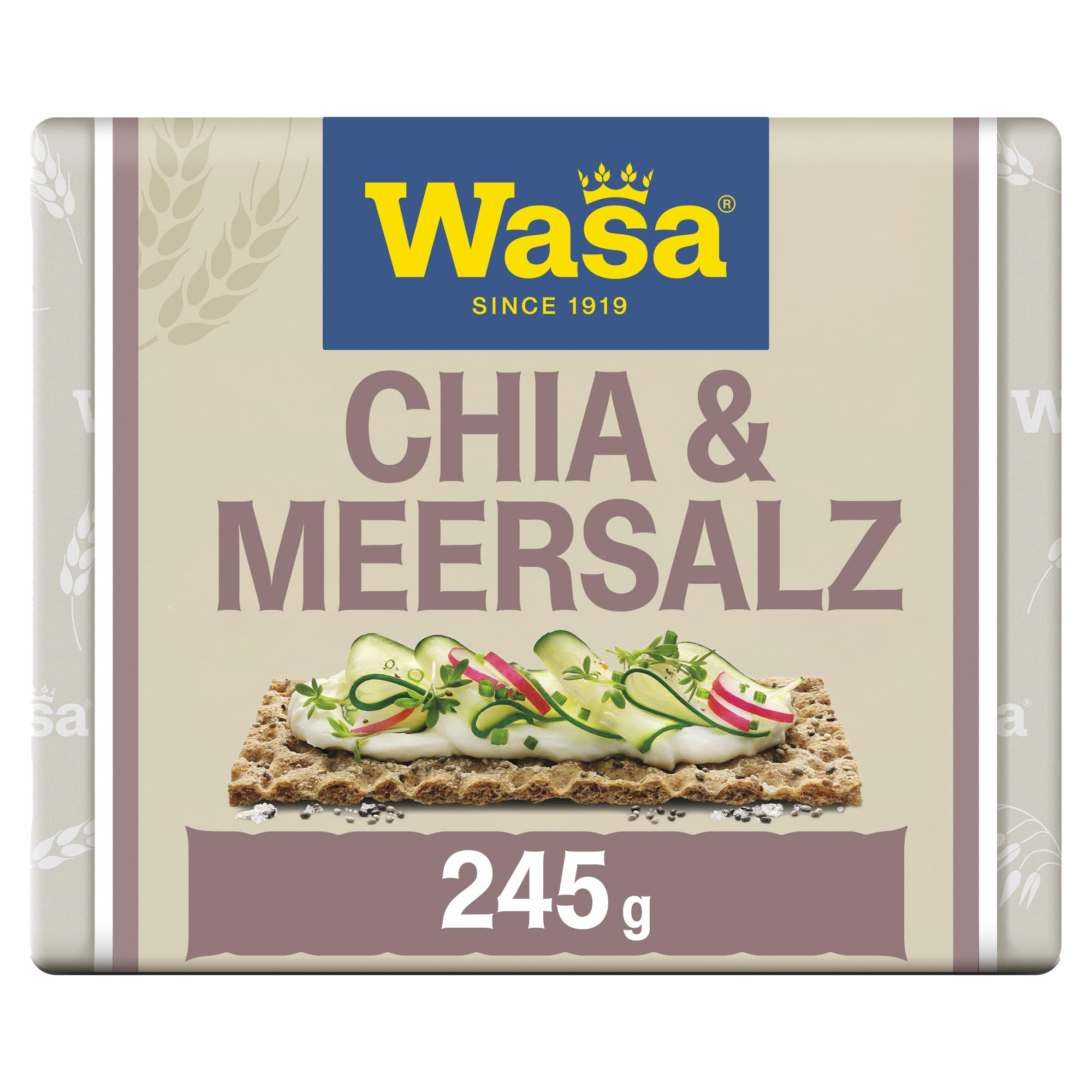 Wasa Selection Chia & Meersalz 1x245g I Knäckebrot aus 100% Roggenvollkornmehl, mit Meersalz und Chiasamen verfeinert