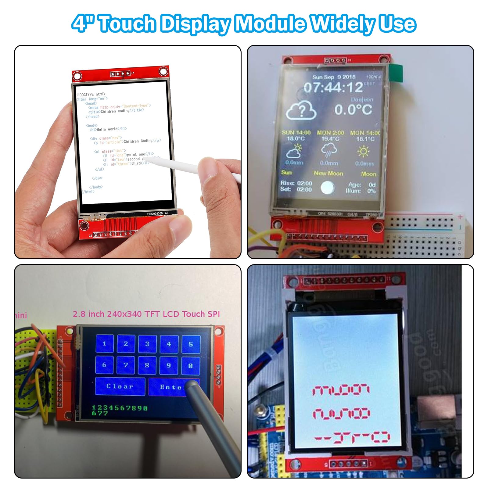 4" LCD TFT Touch Display Binghe 4" LCD Display Touch Module avec Contact Pen 320 X 480 Résolution Pilote ILI9341 4-Wire SPI Compatible avec Arduino