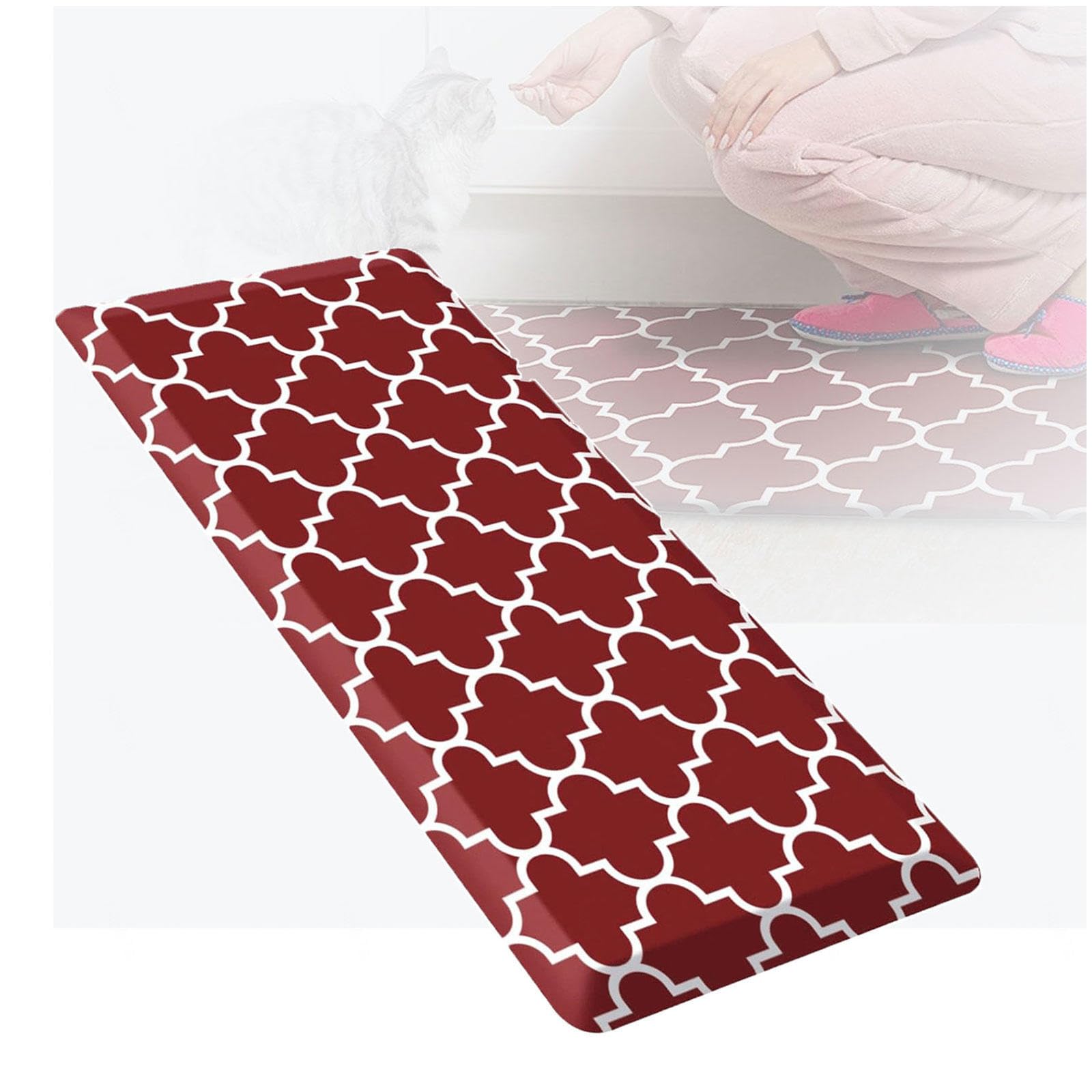 Alfombra antifatiga para Cocina, Oficina, Antideslizante, Impermeable, ergonómica, Gruesa y Acolchada (roja, 44,5 x 182,8 cm)