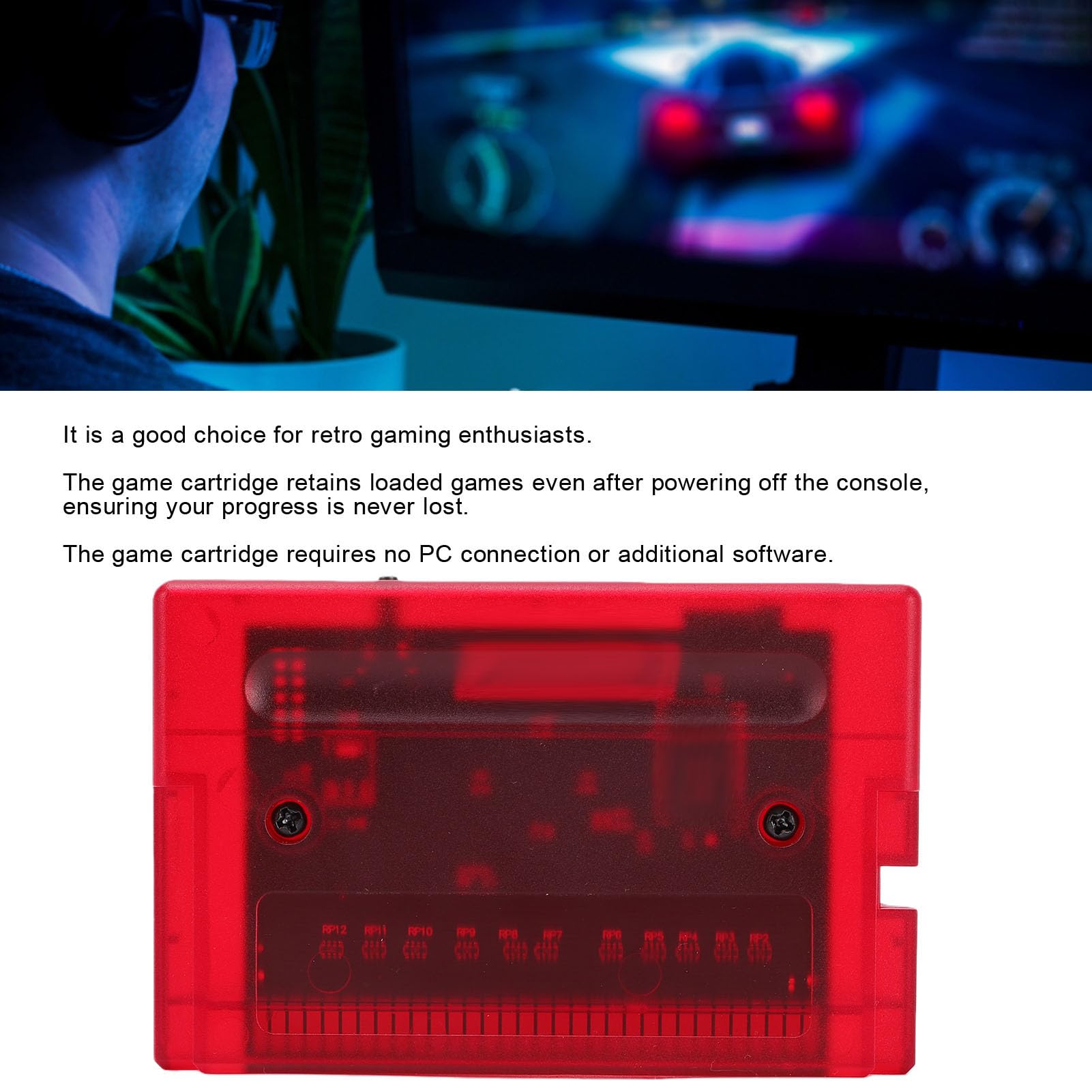 Generic Scheda Cartuccia di Gioco Versatile per Giochi retrò a 16 Bit, Cartuccia Flash di Facile Configurazione con Supporto per il Salvataggio, Ideale per Giocare in Movimento