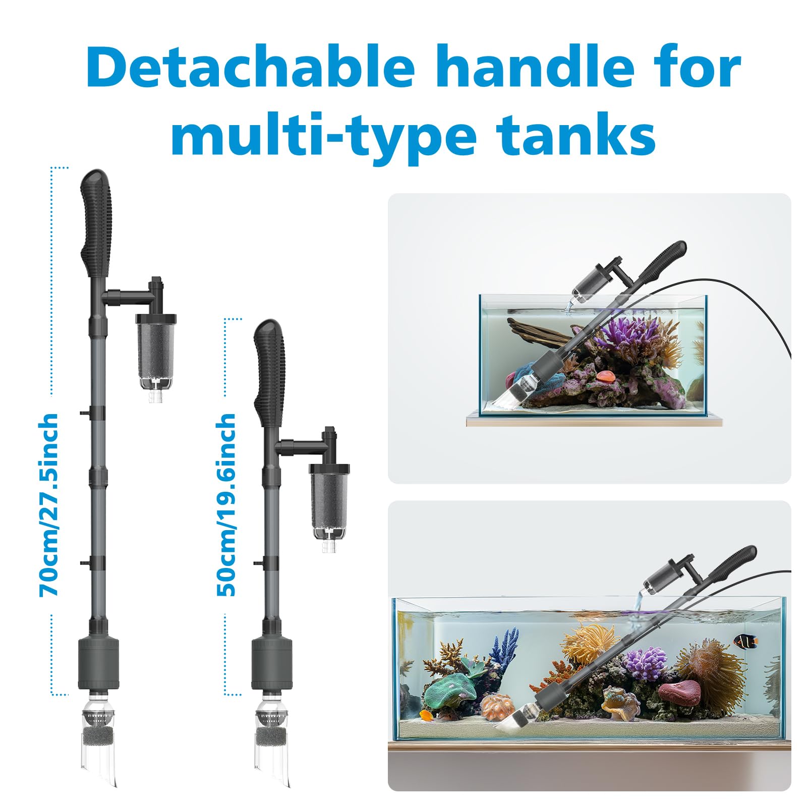fishkeeper DC Controller Aspirateur à mulm pour aquarium électrique avec débit réglable 6 en 1 - Kit de changement d'eau électrique sûr et nettoyant pour gravier - 25 W