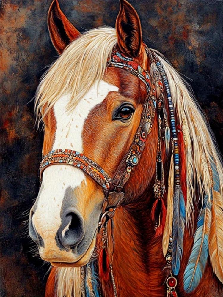 Brennora Embroidery Cross-Stitch Kits for Adults Beginners Pre Printed Cross Stitch Kit Horse 11CT Needlework Arts and Crafts for Home Decor 16x20 inch