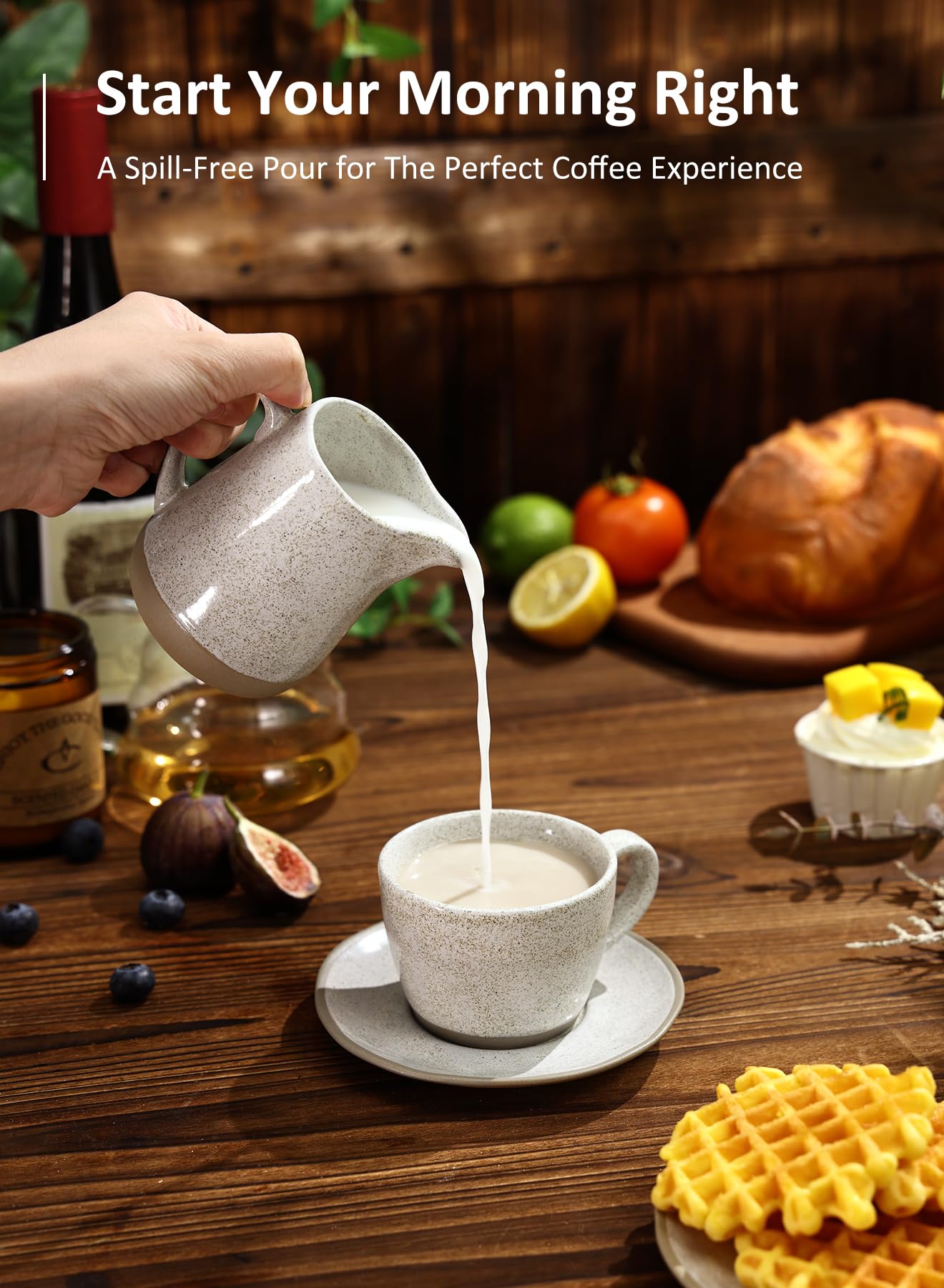 Jarra de cerámica para crema de 9 onzas, vaso pequeño para leche