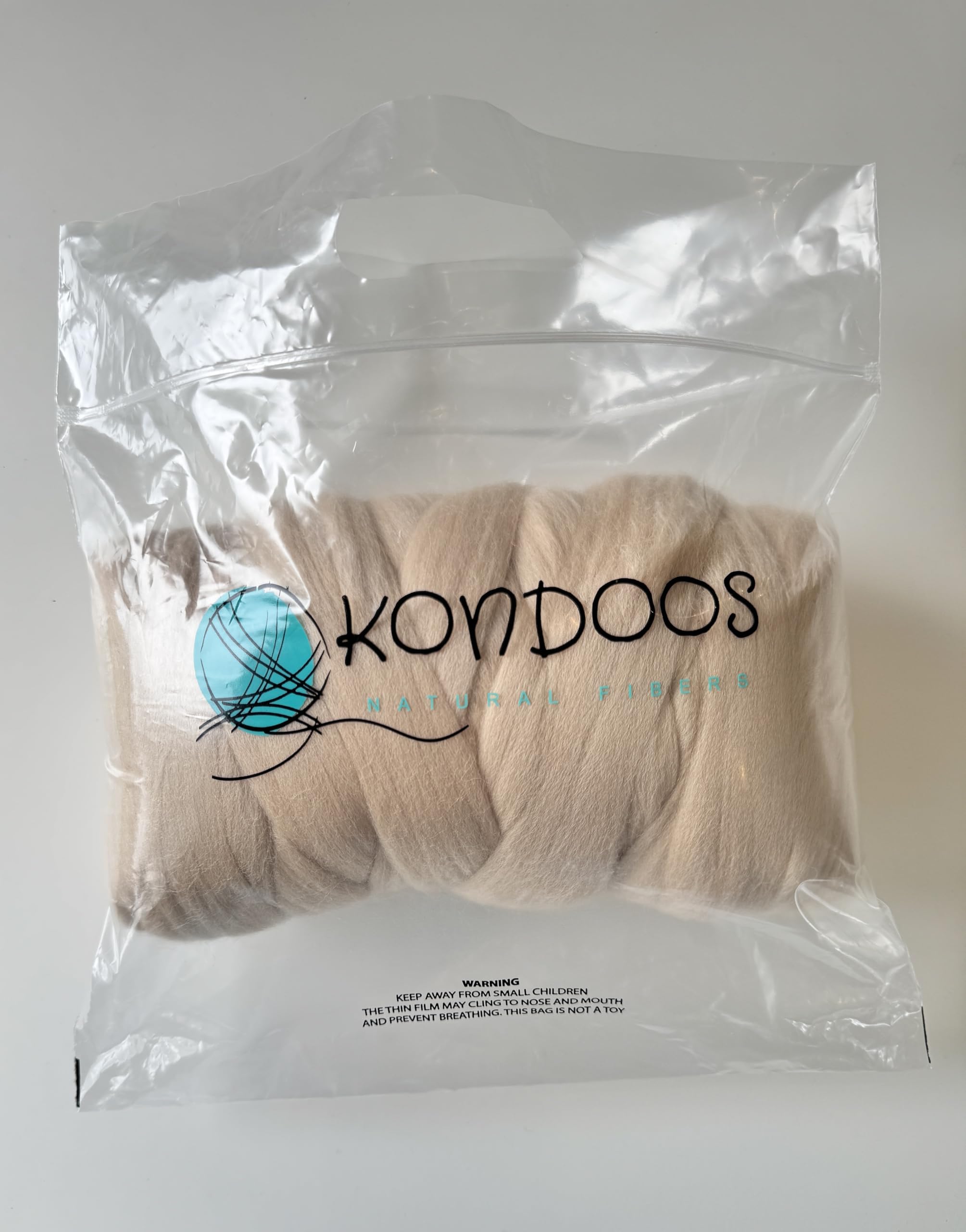 Kondoos Cream Beige Wool Roving, 8 OZ. Best Wool for Needle Felting Wet Felting, Arts & Crafts, Spinning & Weaving. Yarn Fiber Bulk - Image 2