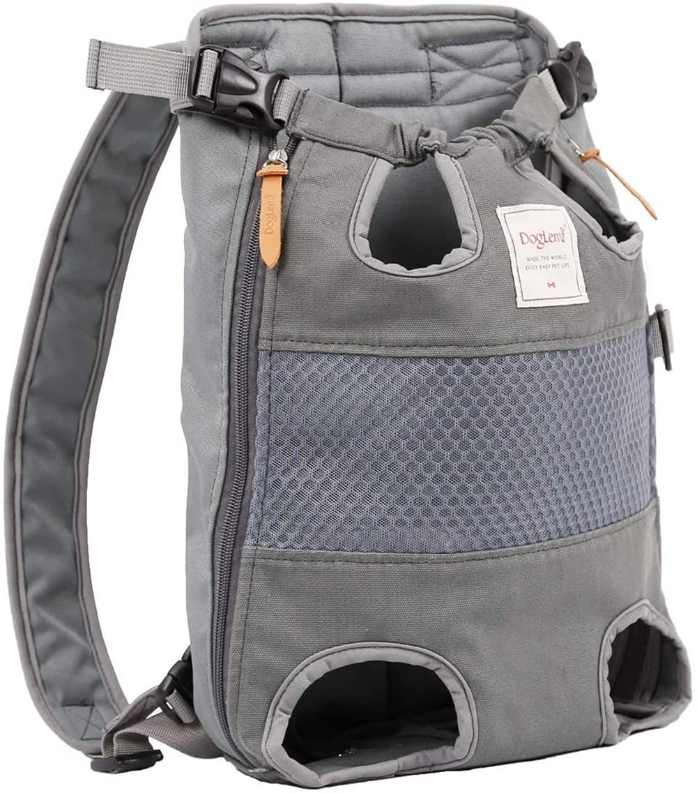 Sac à dos de transport pour chien et chat sac double bandoulière pour marche et vélo gris