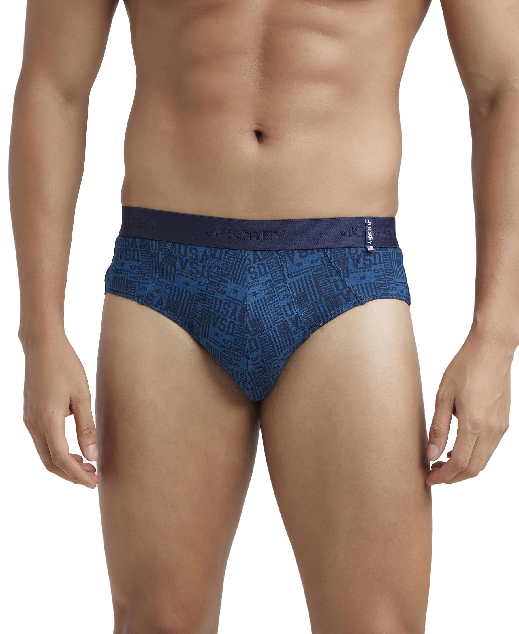 JockeyUS52 Men's Super Combed Cotton Printed Brief with Ultrasoft Waistband