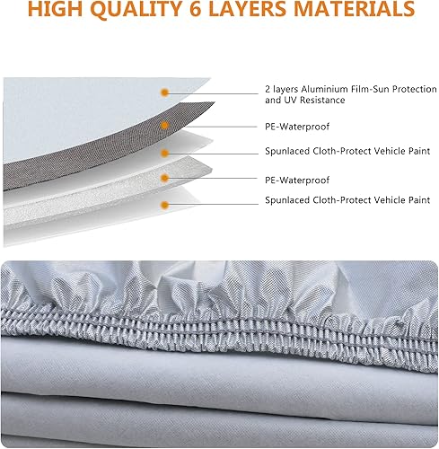 Miniatura 3 de Funda de automóvil de 2 capas impermeable para todo tipo de clima, fundas de automóvil para exteriores con puerta con cremallera, protección contra