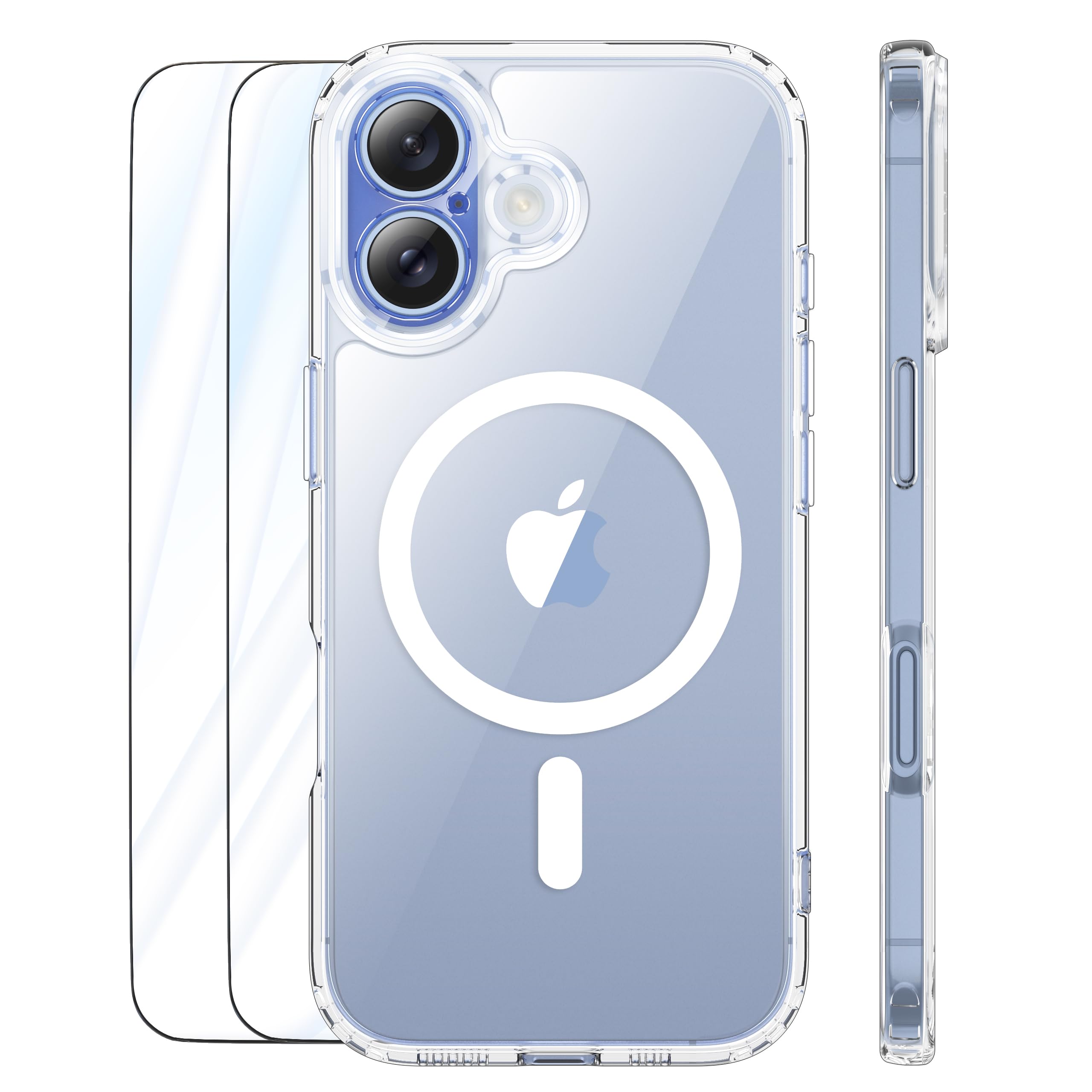 ORETECH Hülle für iPhone 17/17 Pro Max/16 Plus/15 Pro/14/13/12/11/XR/X/SE mit 2 Schutzfolie