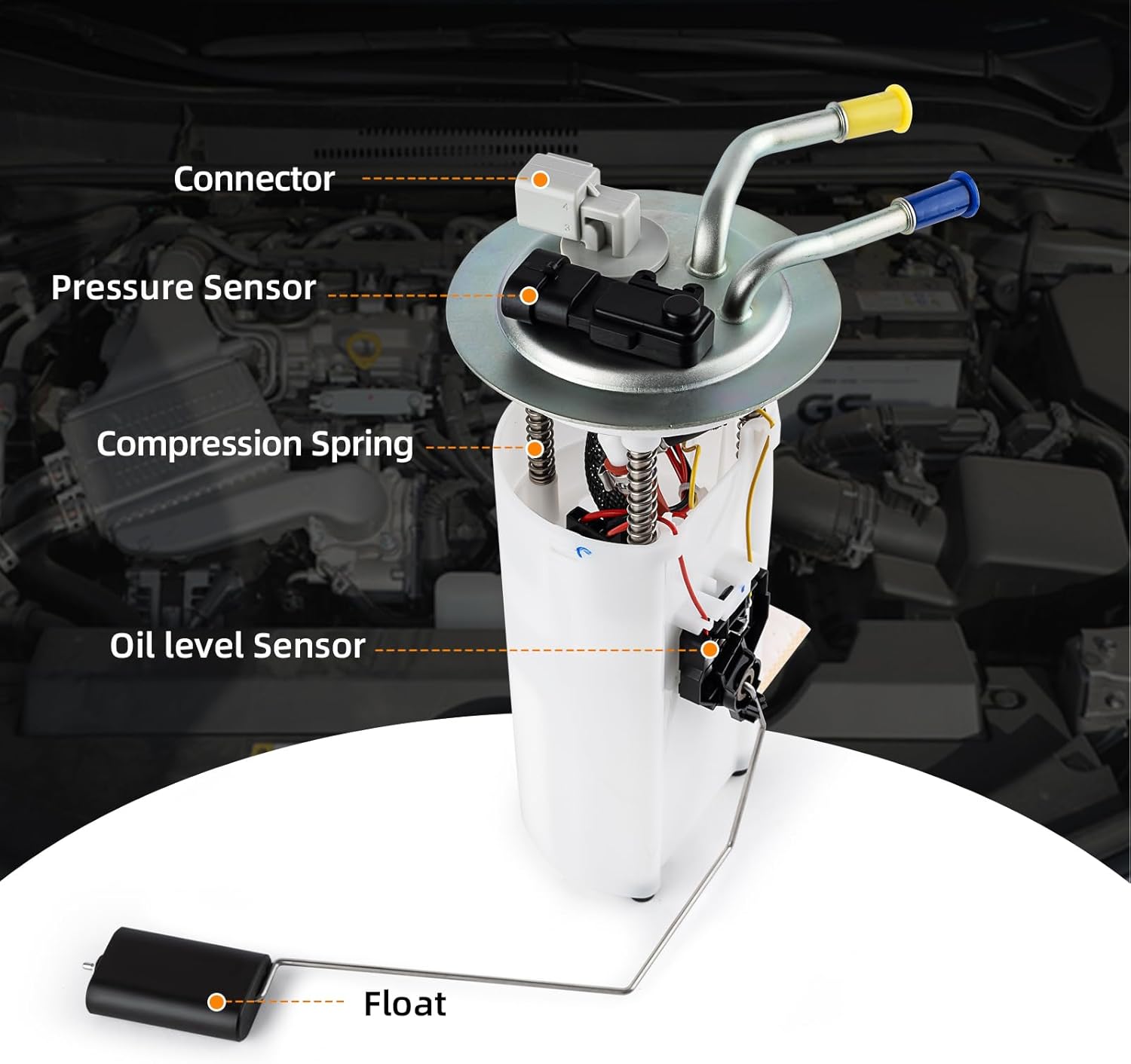 Electric Fuel Pump Assembly Compatible With Chevy Suburban 1500 GMC Yukon XL 1500 2002-2004 V8 5.3L Flex Only with Pressure Sensor Replaces E3560M P74905M 67458 FG0811
