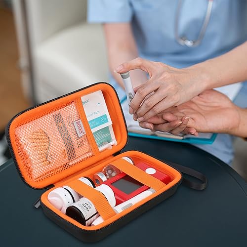 Miniatura 7 de BOVKE Suministros para diabéticos, estuche de viaje, bolsa de transporte de almacenamiento para pruebas de diabetes, medidores de monitor de glucosa