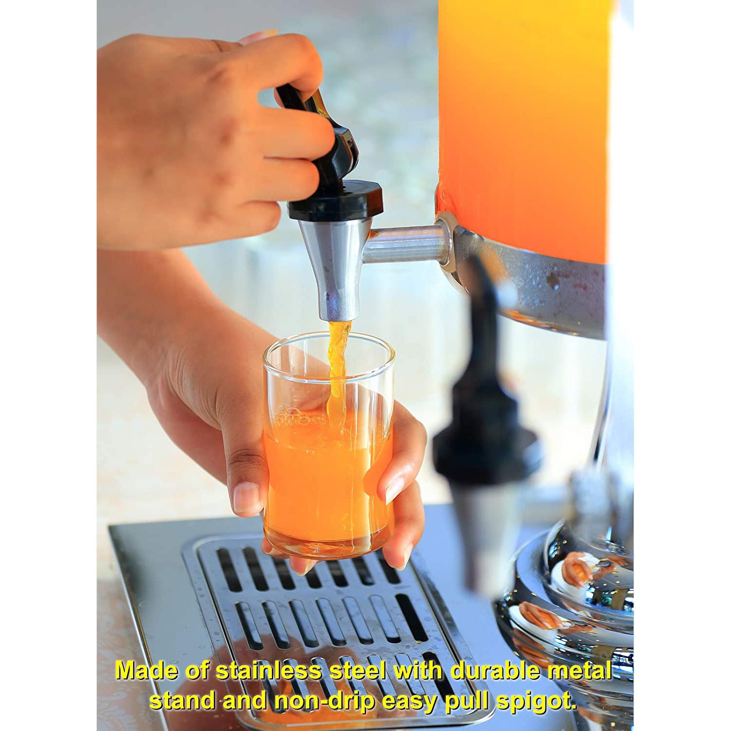 Recipiente térmico de acero inoxidable, Dispensador de bebidas comercial resistente 16L, dispensador jugo frío acero inoxidable con columna hielo/caliente
