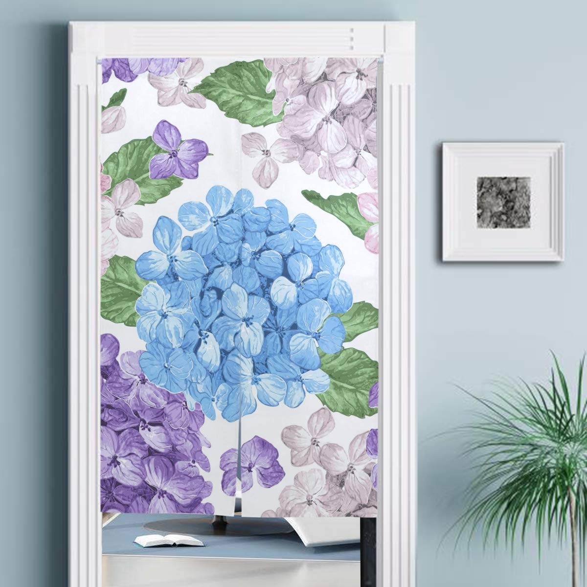 Amazon｜のれん 紫陽花柄 アジサイ柄 花柄 暖簾 幅89×丈136cm マルチ