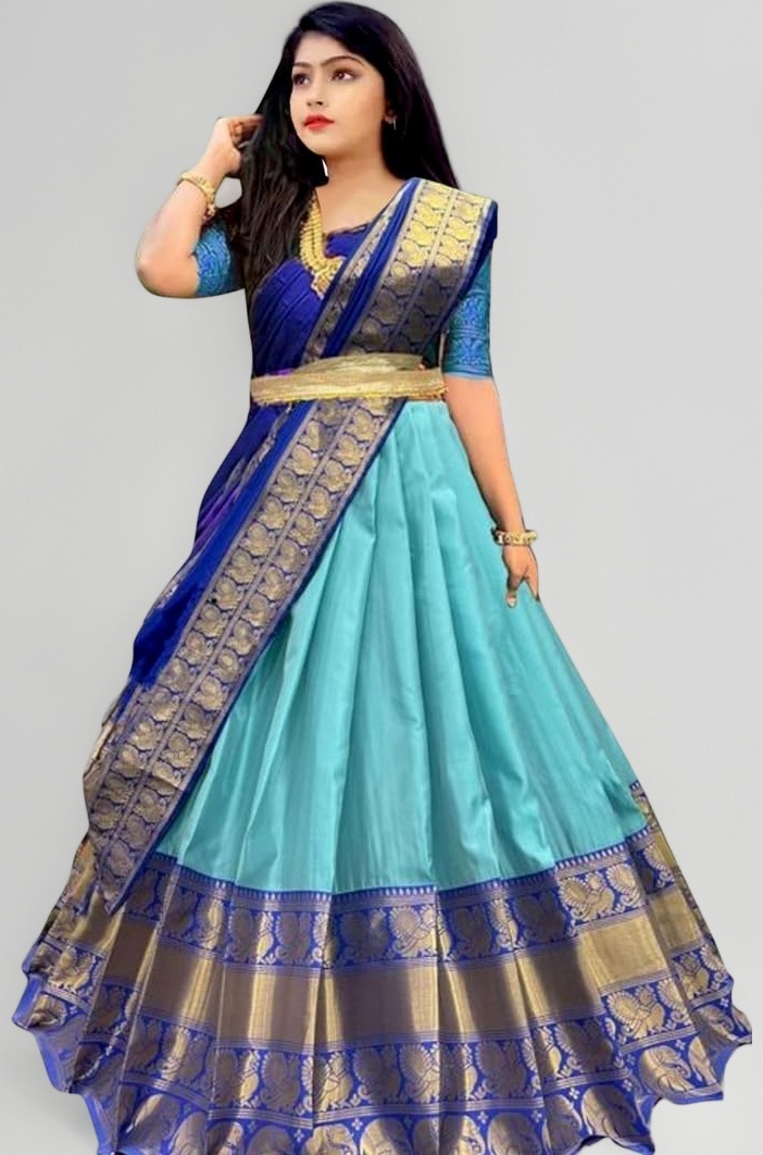 South indian Fancy Designer Flared Bridal lehenga Choli For Girls-Kumkum.