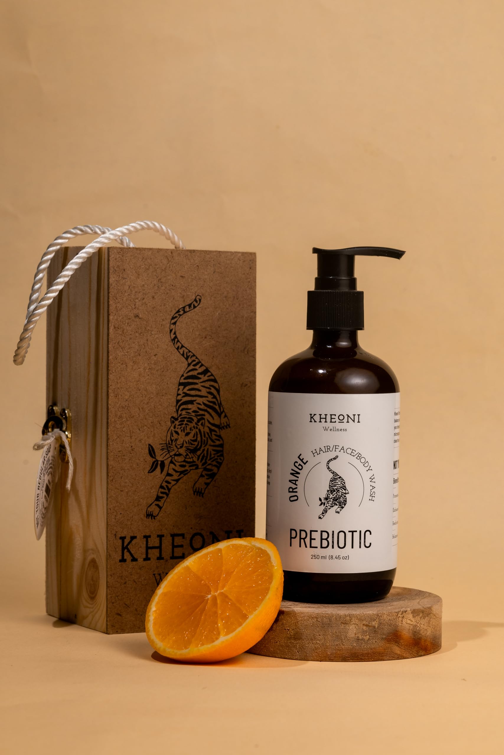 Kheoni Prebiotic 3-in-1 Hair, Face & Body Wash for Men & Women | Cure Your Skin With 100% Natural Ingredients⼁Chemical Free⼁Hair, Face, Body Wash Shower Gel (250 ml) (Orange) 1