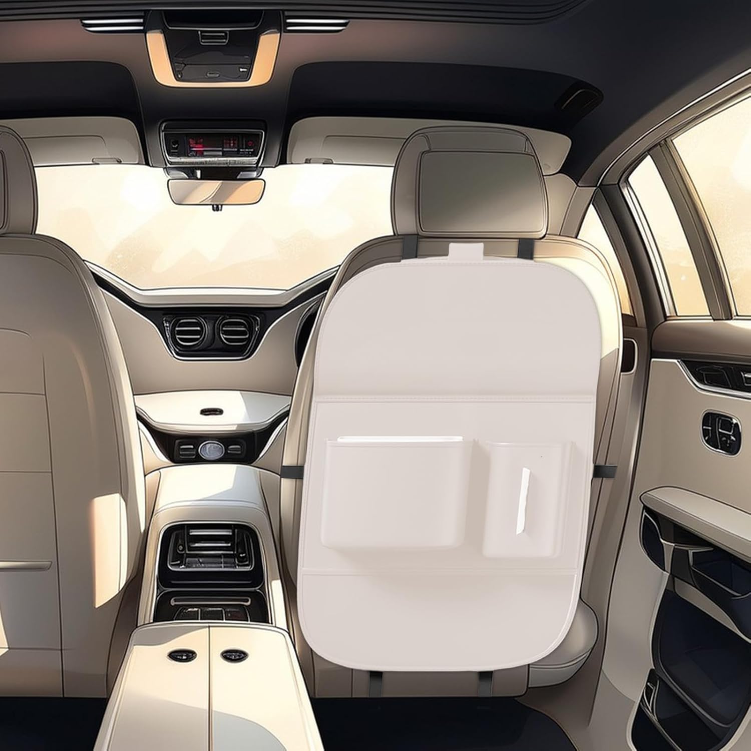 Car Seat Back Organizer, Multi Pocket Storage Holder, Cup Beverage Rack Compact, Tissue Phone Holder Variant, Travel Accessory Feature, Road Trip Family Outing Use Van Truck RV Sedan Long Distance