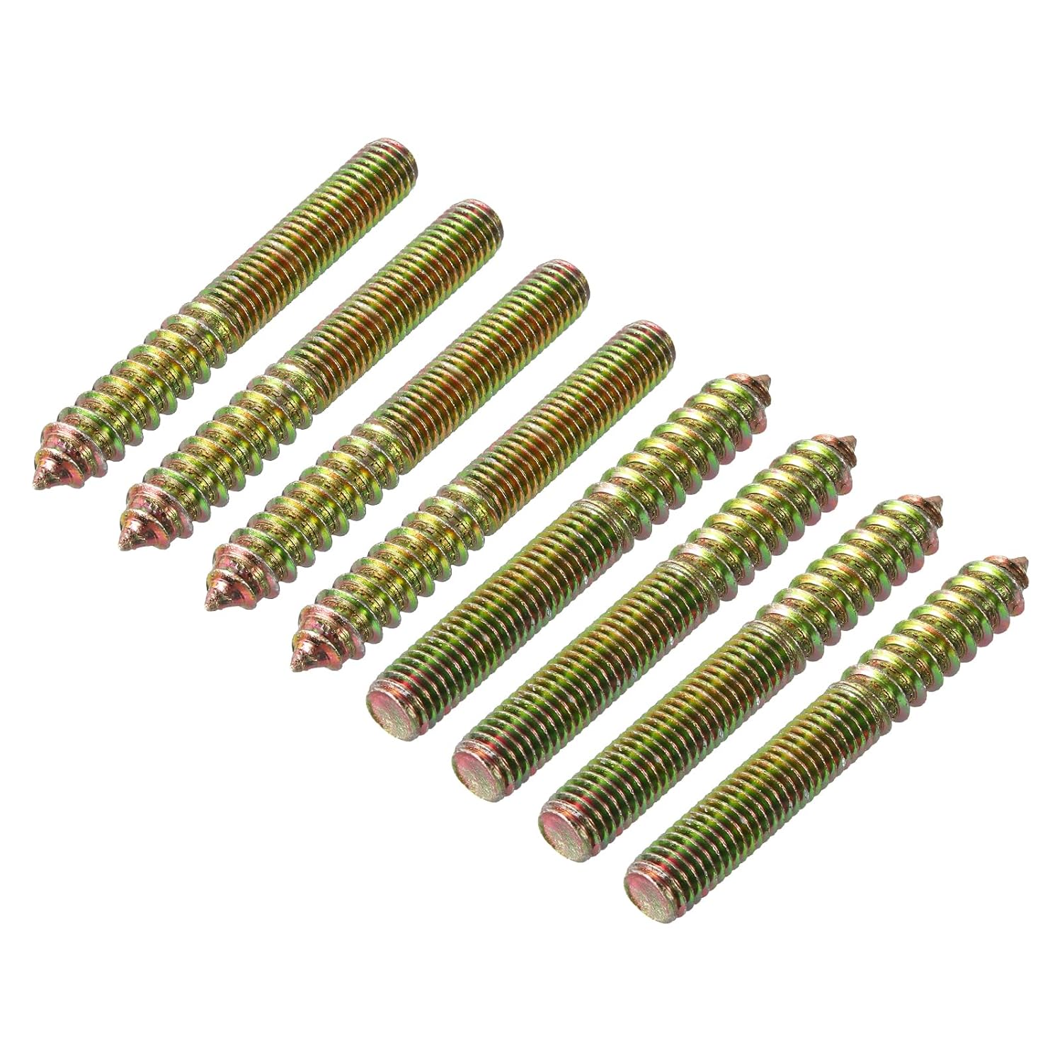 uxcell M10 Hanger Bolts Length 3-5/32"(80mm) Double Headed Bolts Self-Tapping Screw 10mm Wood Joint Furniture Legs 20pcs