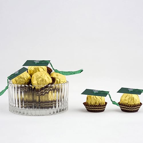 Miniatura 5 de Gyufise 36 piezas de decoraciones de graduación 2025, decoración de cupcakes de chocolate, decoración de mini gorra de graduación con puntos