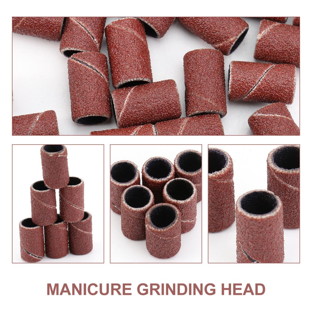 100pcs Sanding Bands 180 Grit Abrasive Sleeves for Nail Drill