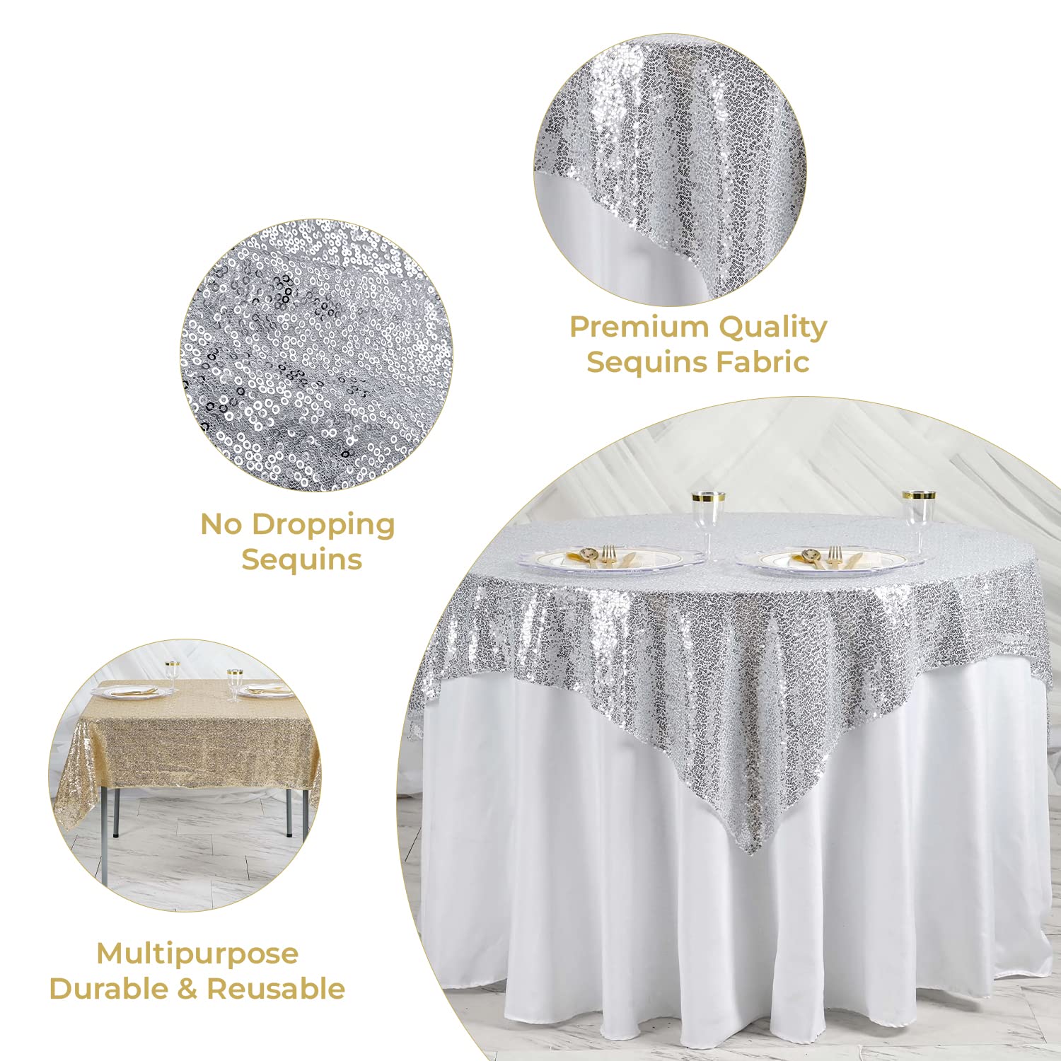 WedDecor Tovaglia Sovrapposta con Paillettes, 127x203cm Rettangolo Tessuto di Lino Paillettes Matrimonio Tavolo da Pranzo di Natale Decorazione per Feste all'aperto Verde Smeraldo 5PCS