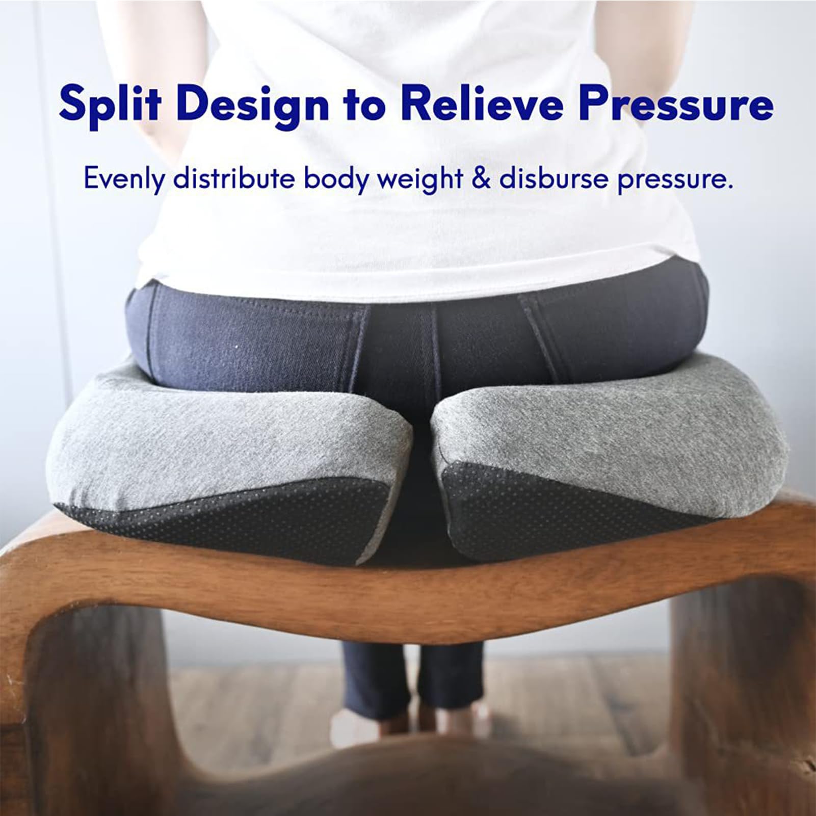 Nordic Comforts - Asiento ergonómico de espuma viscoelástica y cojín lumbar, diseño ortopédico para alivio del dolor de coxis y espalda baja, se adapta a cualquier silla, comodidad portátil