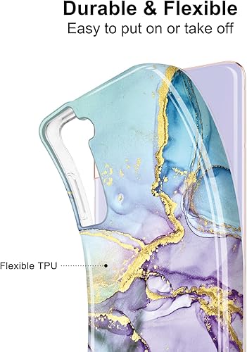 Miniatura 5 de JIAXIUFEN Galaxy S21 - Funda para Samsung Galaxy S21 5G de 6.2 pulgadas, diseño de mármol con purpurina dorada, delgada, a prueba de golpes, de