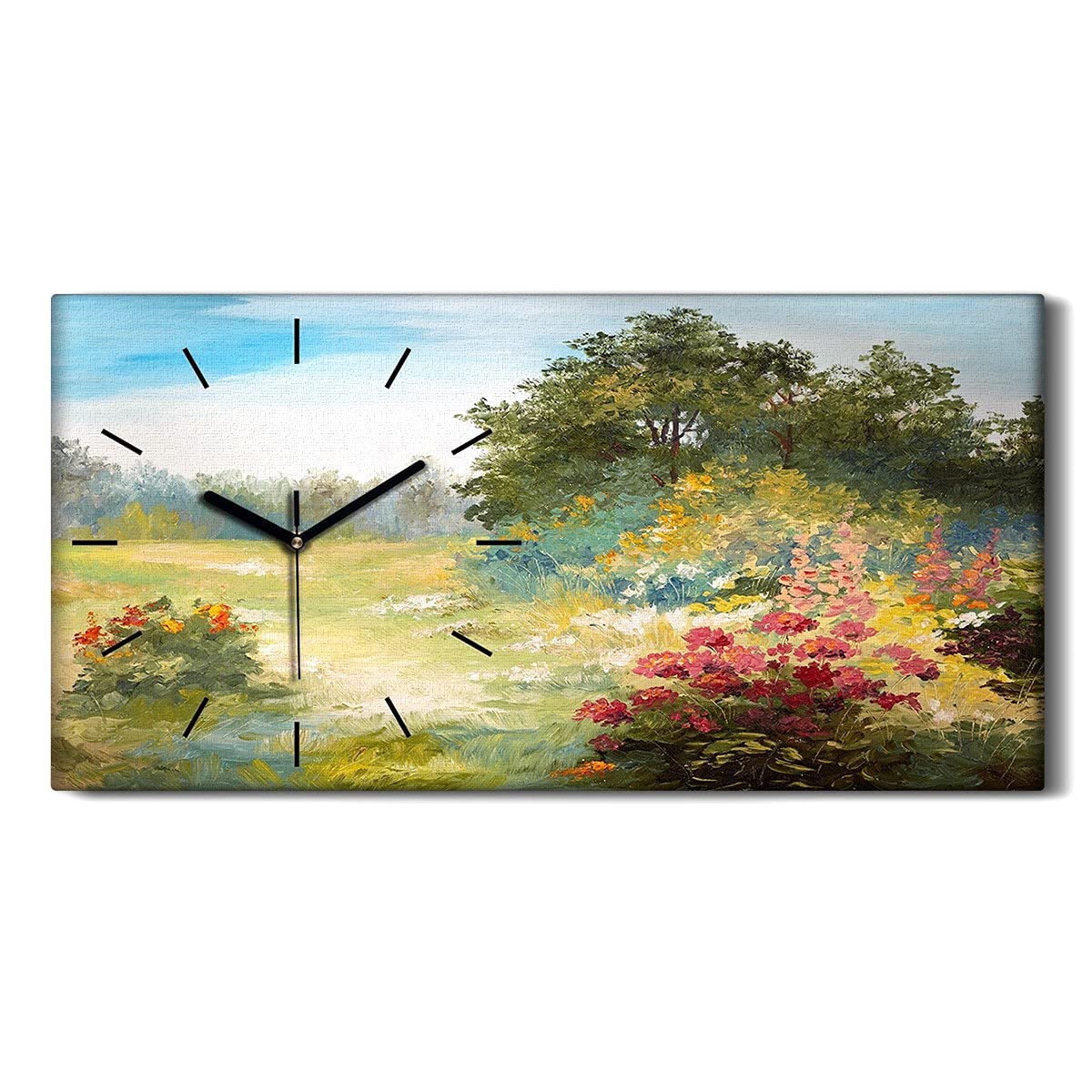Horloge sur Toile 60x30cm Arbres Forestiers Horloge Murale Silencieuse Salon