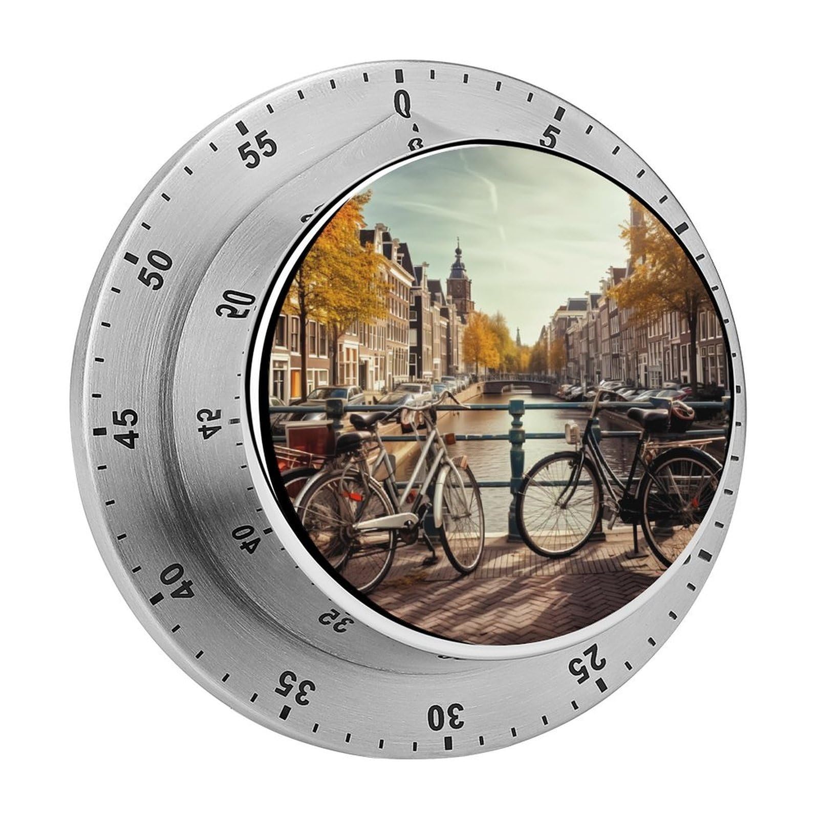 60 Minute Wind Up Timer, Visual Mechanical Timer with Loud Alarm, Bicycles Kitchen Timers for Cooking - No Batteries Required - Magnetic Backing, Exquisite Stainless Steel Body