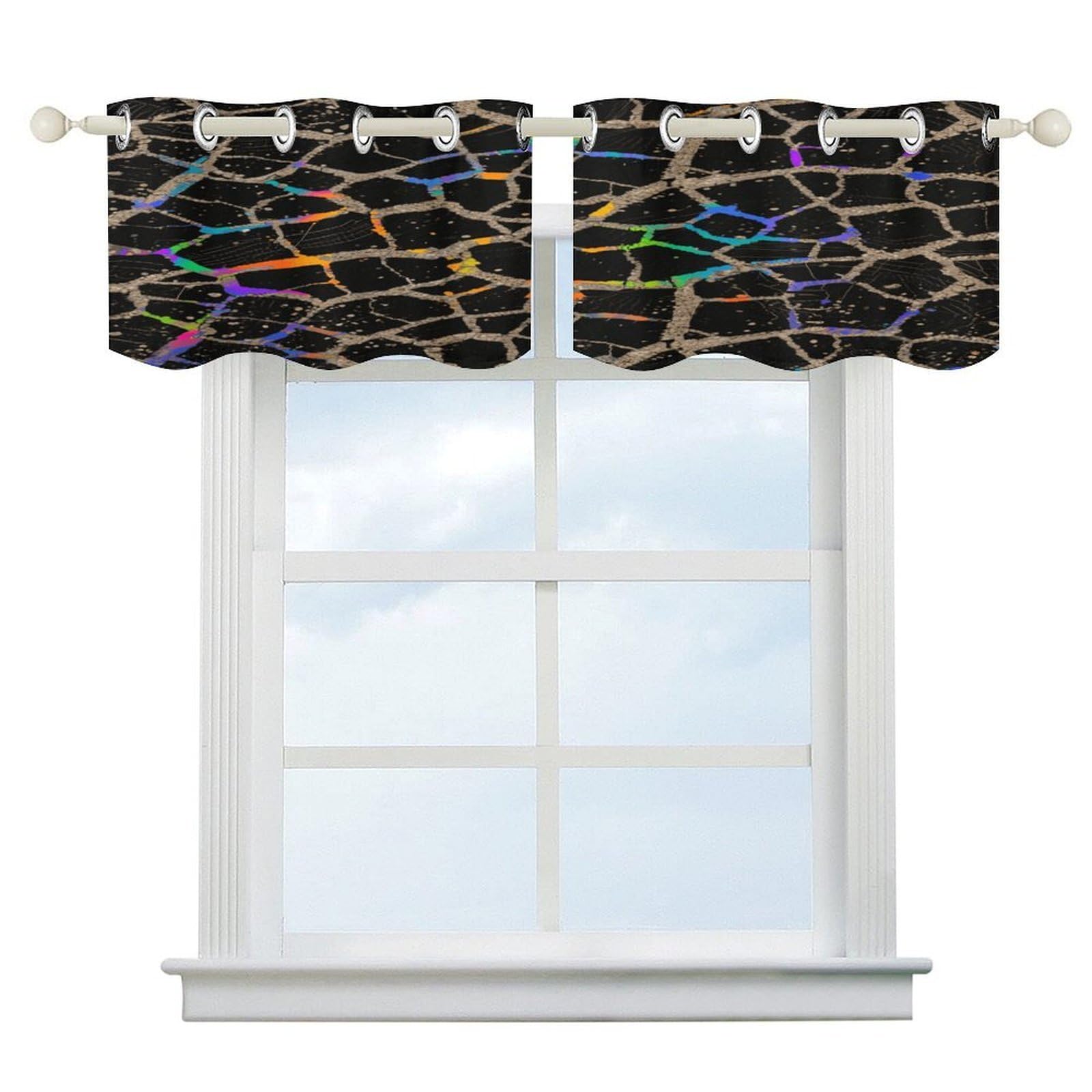 Fekiloot Style Neon Black Stone Short Curtains Valance Curtain