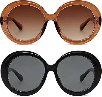 2 Pcs Oversized Round Sunglasses for Women and Men, 70s/80s Fashion Big Frame