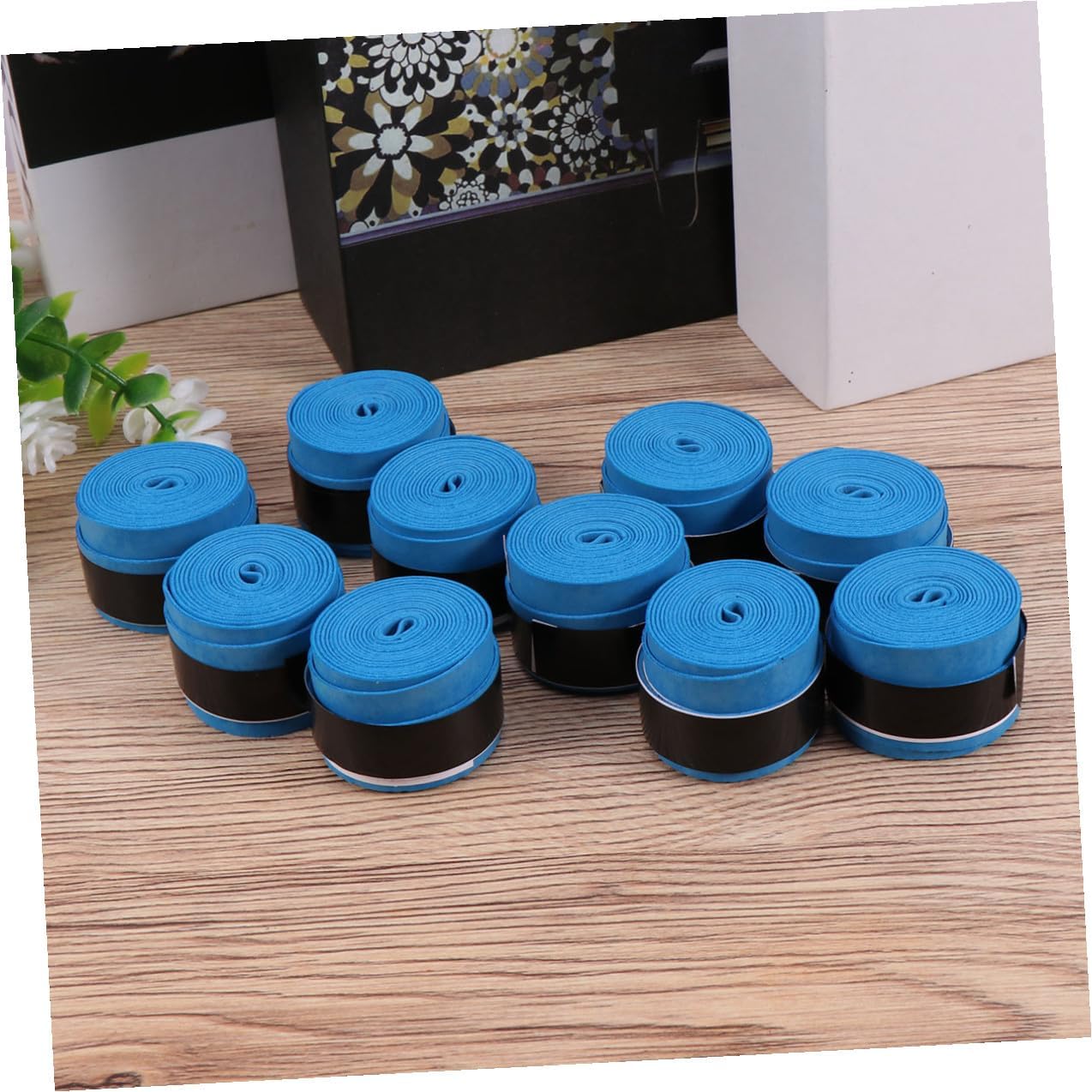 Blue PU Racket Grip 10Pcs Overgrip for Badminton Racquet Players | Super Absorbent, Anti-Slip Feel, Better Control in Humid Weather, for Sweaty Athletes