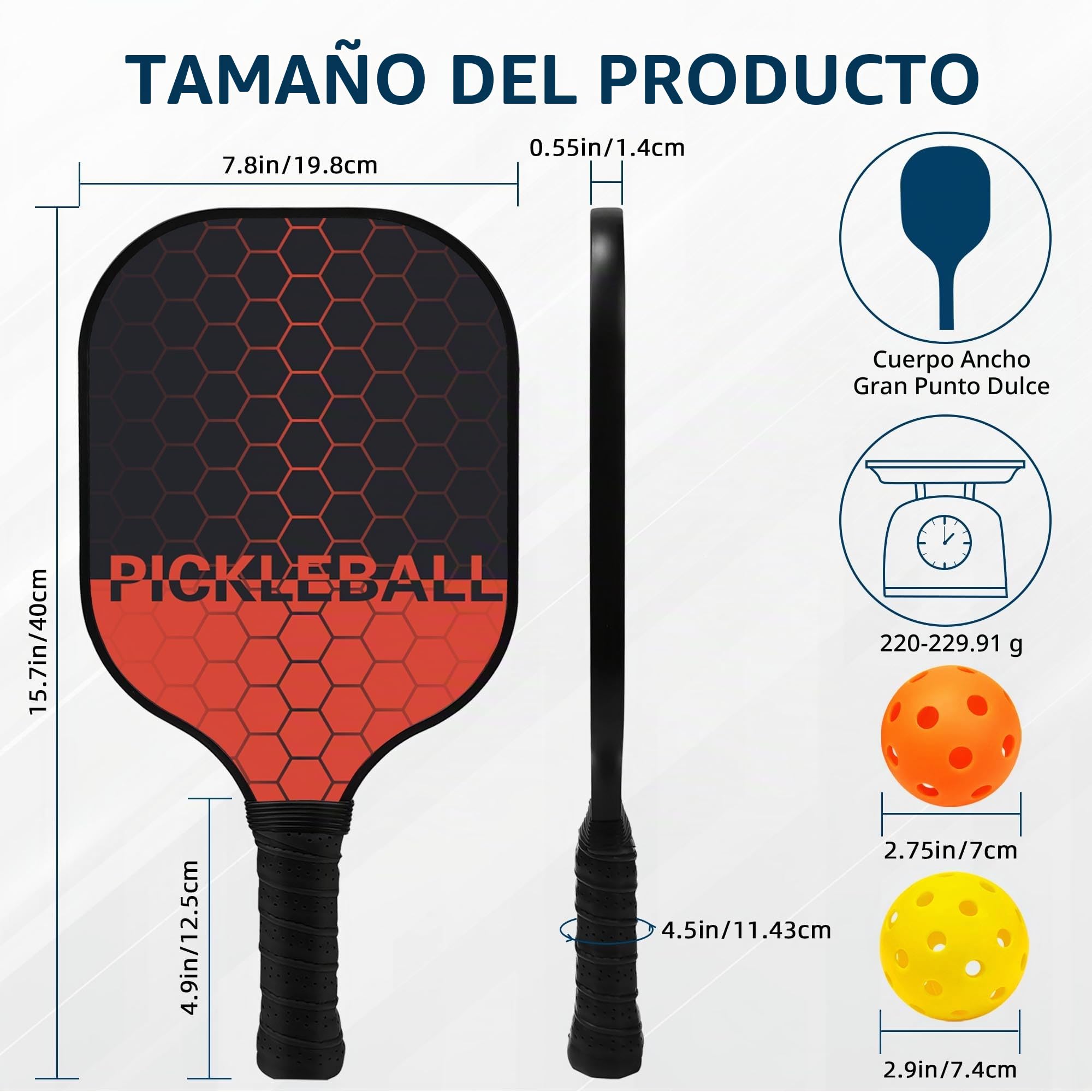 Palas de Pickleball, Pickleball Set Raquetas Juego de Palas de Pickleball con 4 Pelotas y Bolsa Portátil, Deportes de Pickleball de Interior y Exterior para Hombres Mujeres